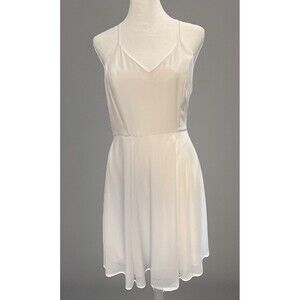 Express White Sleeveless Mini Dress Sz 6 Quiet Luxury Coquette Soft Girl Beachy